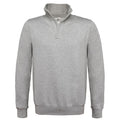Heather Grey - Front - B&C Mens ID.004 Cotton Quarter Zip Sweatshirt
