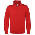 Red - Front - B&C Mens ID.004 Cotton Quarter Zip Sweatshirt