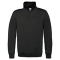 Black - Front - B&C Mens ID.004 Cotton Quarter Zip Sweatshirt