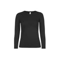 Black - Front - B&C Womens-Ladies #E150 Long-Sleeved T-Shirt