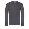 Dark Grey - Front - B&C Mens Round Neck Long-Sleeved T-Shirt