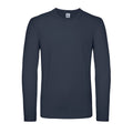 Navy Blue - Front - B&C Mens Round Neck Long-Sleeved T-Shirt