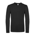 Black - Front - B&C Mens Round Neck Long-Sleeved T-Shirt