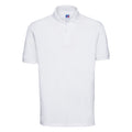 White - Front - Russell Mens 100% Cotton Short Sleeve Polo Shirt