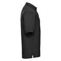 Black - Back - Russell Mens Ripple Collar & Cuff Short Sleeve Polo Shirt