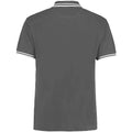 Graphite- White - Back - Kustom Kit Mens Tipped Piqué Short Sleeve Polo Shirt
