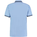 Light Blue-Navy - Back - Kustom Kit Mens Tipped Piqué Short Sleeve Polo Shirt