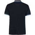 Navy-Light Blue - Back - Kustom Kit Mens Tipped Piqué Short Sleeve Polo Shirt