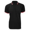 Black-Red - Front - Kustom Kit Mens Tipped Piqué Short Sleeve Polo Shirt
