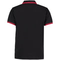Black-Red - Back - Kustom Kit Mens Tipped Piqué Short Sleeve Polo Shirt