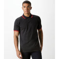Black-Red - Side - Kustom Kit Mens Tipped Piqué Short Sleeve Polo Shirt