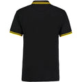 Black-Sun Yellow - Back - Kustom Kit Mens Tipped Piqué Short Sleeve Polo Shirt