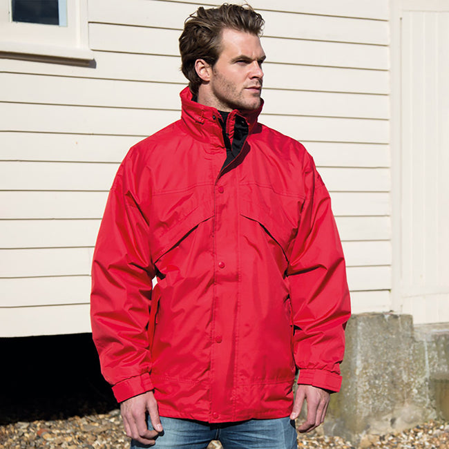 Red - Back - Result Mens 3 In 1 Zip And Clip StormDri Waterproof Windproof Jacket