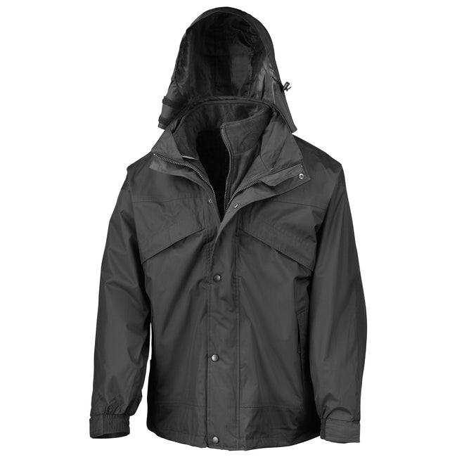 Black - Front - Result Mens 3 In 1 Zip And Clip StormDri Waterproof Windproof Jacket