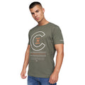Olive-Grey - Close up - Crosshatch Mens Univarsity T-Shirt (Pack Of 2)