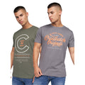 Olive-Grey - Front - Crosshatch Mens Univarsity T-Shirt (Pack Of 2)