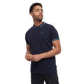 Navy - Side - Crosshatch Mens Vellamort Polo Shirt