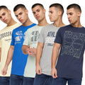 Navy-Sage-Grey-Blue-Cream - Front - Crosshatch Mens Sneepy T-Shirt (Pack of 5)