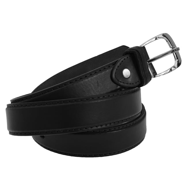 Black - Front - Forest Belts Mens One Inch Bonded Real Leather Belt