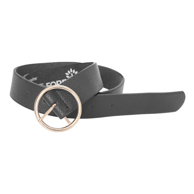 Black - Front - Forest Womens-Ladies Circle Buckle Leather Belt