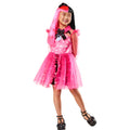 Pink-White-Black - Back - Monster High Childrens-Kids Deluxe Draculaura Costume Dress Set