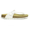 White-Brown - Side - Sanosan Womens-Ladies Geneve Lacquered Leather Sandals
