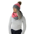 Coral-Charcoal - Side - HyFASHION Womens-Ladies Luxembourg Luxury Snood