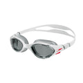 White-Red-Smoke - Front - Speedo Mens Biofuse Swimming Goggles