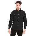 Black - Back - D555 Mens Western Style Denim Shirt