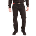 Black - Side - D555 London Mens Mario Bedford Cord Trousers With Belt