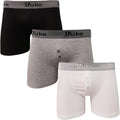 Black-White-Grey - Front - D555 London Mens Driver Boxer Shorts (Pack Of 3)