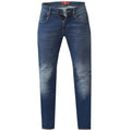 Dark Blue Stonewash - Front - D555 Mens Ambrose Stretch Tapered Jeans