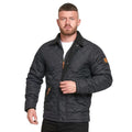 Black - Side - D555 Mens Matias Quilted Corduroy Collar Padded Jacket