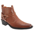 Tan - Front - US Brass Mens Eastwood Cowboy Ankle Boots