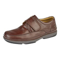 Brown - Back - Roamers Mens Leather Wide Fit Touch Fastening Casual Shoes