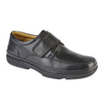 Black - Front - Roamers Mens Leather Wide Fit Touch Fastening Casual Shoes