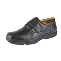Black - Back - Roamers Mens Leather Wide Fit Touch Fastening Casual Shoes