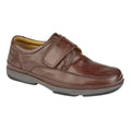 Brown - Front - Roamers Mens Leather Wide Fit Touch Fastening Casual Shoes