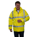 Yellow - Front - Grafters Unisex Safety Hi-Visibility Waterproof Motorway Jacket