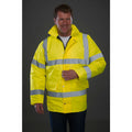 Yellow - Back - Grafters Unisex Safety Hi-Visibility Waterproof Motorway Jacket