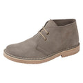 Grey - Back - Roamers Mens Suede Leather Round Toe Desert Boot