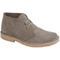 Grey - Front - Roamers Mens Suede Leather Round Toe Desert Boot