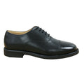 Black - Side - Grafters Mens Leather Capped Oxford Laced Cadet Shoe