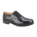 Black - Front - Grafters Mens Leather Capped Oxford Laced Cadet Shoe