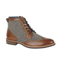 Tan - Front - Roamers Mens Herringbone Leather Ankle Boots