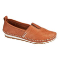 Tan - Front - Mod Comfys Womens-Ladies Softie Leather Loafers