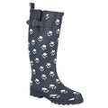 Navy Blue - Front - StormWells Womens-Ladies Paw Print Rubber Wellington Boots