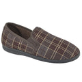 Brown - Front - Sleepers Mens Dale Checked Slippers