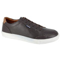 Brown - Front - Lambretta Mens Percy Leather Trainers