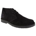 Black - Front - Roamers Mens Real Suede Round Toe Unlined Desert Boots